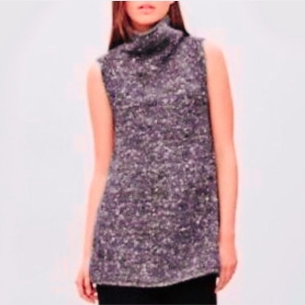 WILFRED Aritzia Durandal Marl Sleeveless Mock Neck Wool Silk Merino Sweater